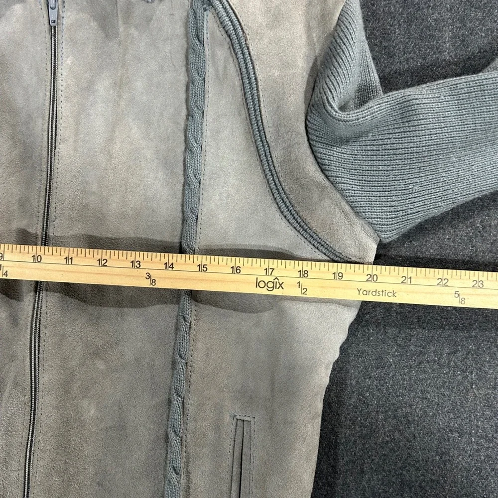 Vintage Coronet Casuals Suede Leather Knit Bomber Jacket Gray Mixed Media Mens L